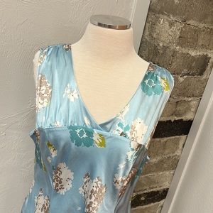 Pendleton Silk Blend Powder Blue Floral Print Midi Dress Size 14